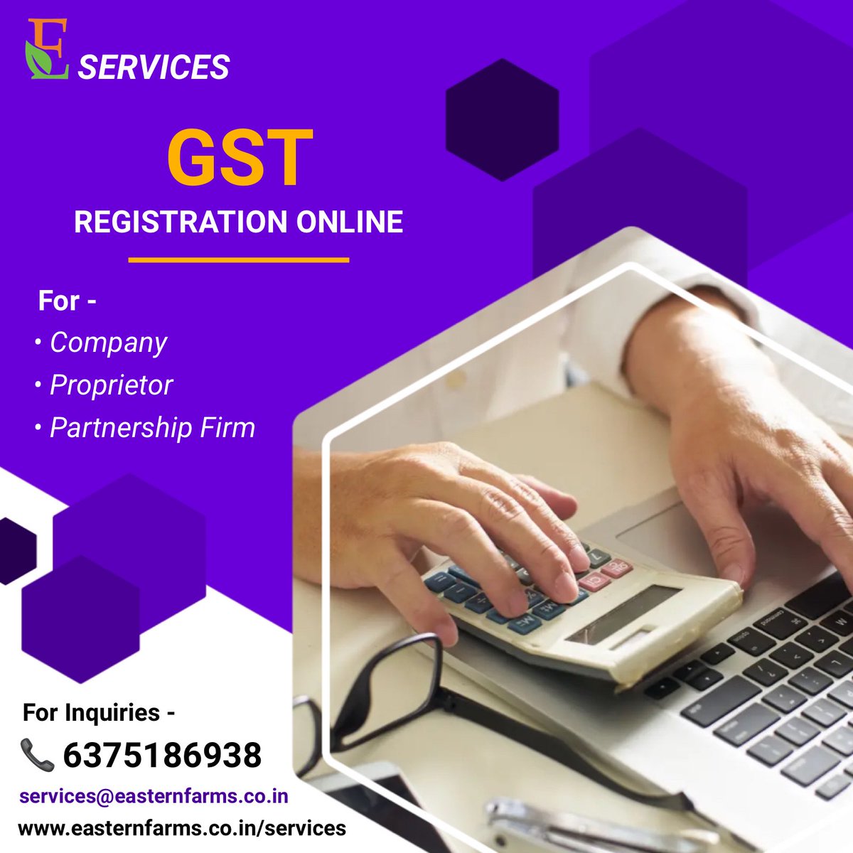 GST Registration Services by @easternfarms_services For -
• Proprietor • Partnership Firm • Company

Call us Today - +91 6375186938

easternfarms.co.in/services

#business #services #internationaltrade #import #export #registration #eservices #internationalservices #b2b