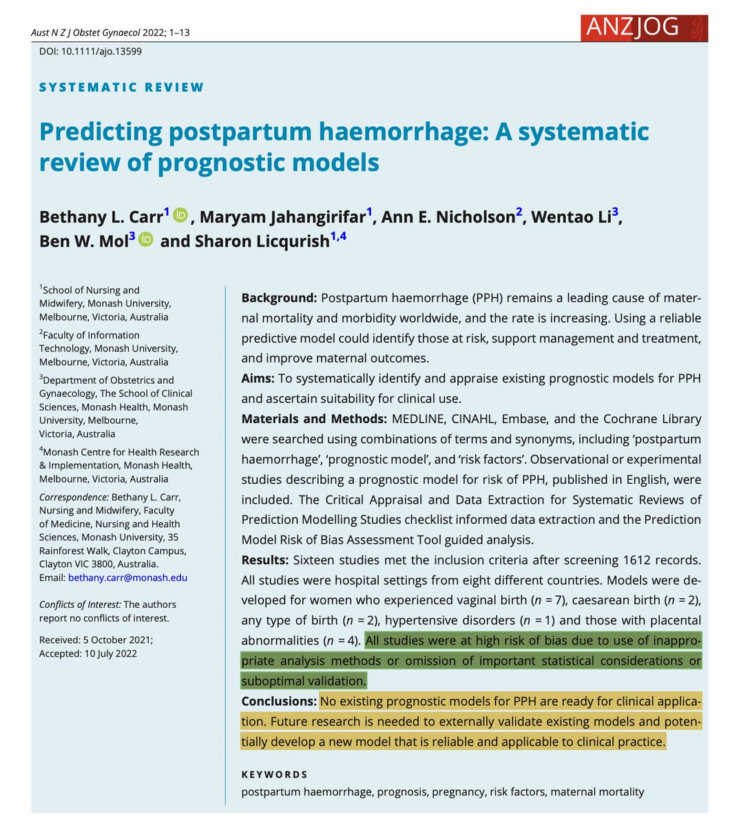GSCollins's tweet photo. The next in a very long line of studies concluding 

All [prediction model] studies were at high risk of bias due to inappropriate analysis methods, omission of important statistical considerations, suboptimal validation

-> https://t.co/8P9fJbtdif

#statstwitter #researchwaste https://t.co/f9f3IP2iwO