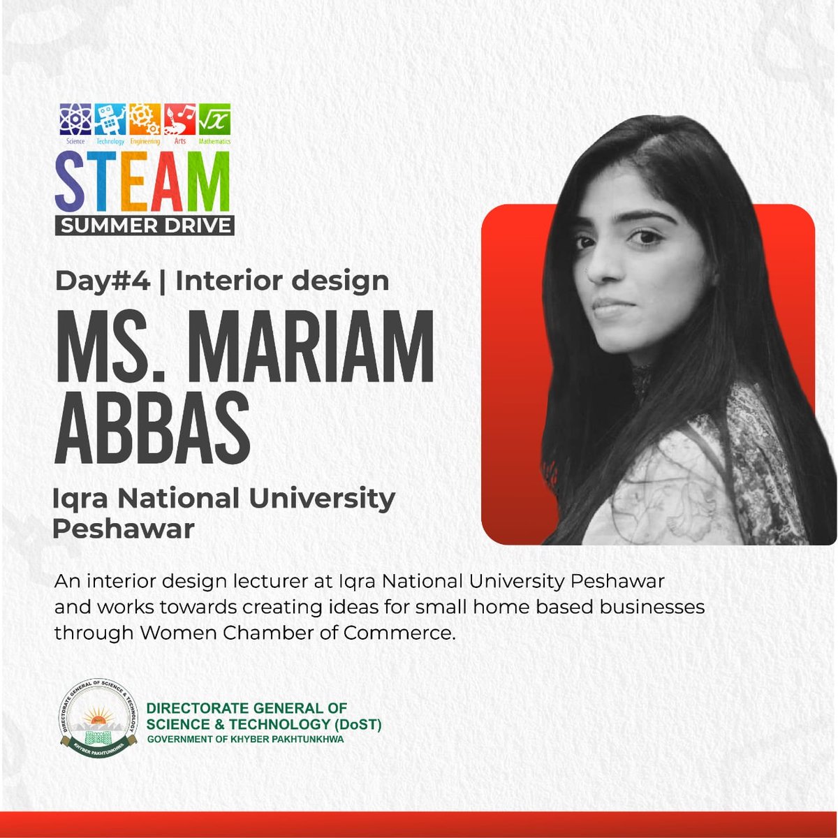 dostkpgovt's tweet image. Arts day at STEAM Summer Camp!

DoST in collaboration with Iqra National University will conduct its 4th session on Arts and Interior Designing, consisting of the field related lectures, hands-on activities, and workshops by well-renowned experts. 

#Science4KP #dostkp