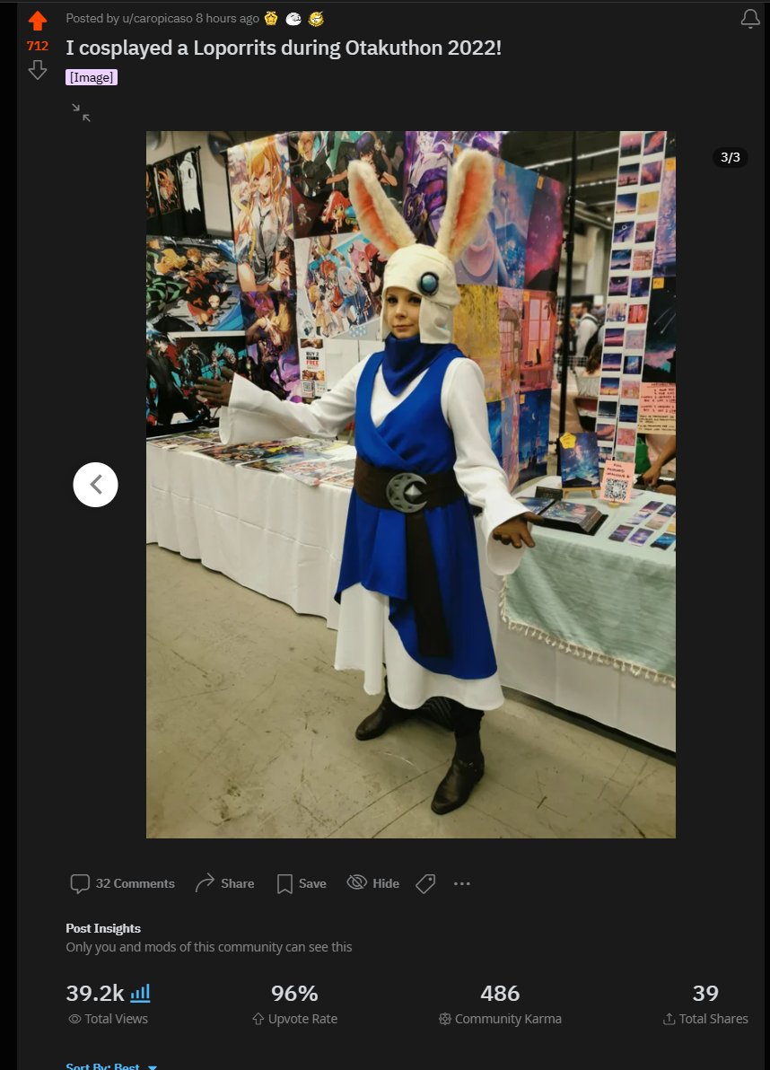 DerpCaro's tweet photo. I don't know anything about karma on reddit and how the award system works, but people in the FFXIV community seems to like my Loporrits cosplay!
I'll wear it again for @KupoConEN for sure!
@ffxiv #ffxivcosplay #loporrits #puddingway #tweetingway https://t.co/ZPyGof1GaV