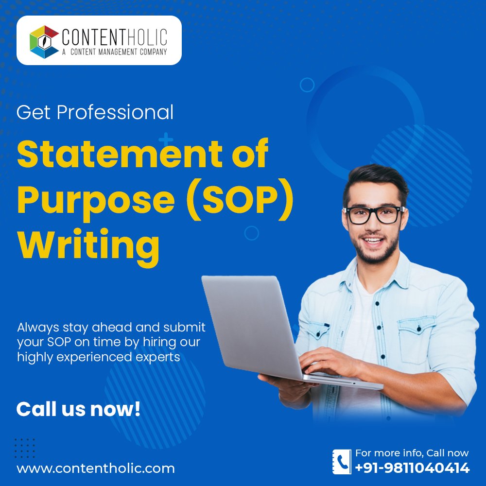 ContentHolic's tweet photo. Get Professional Statement of Purpose (SOP) Writing.
Always stay ahead and submit your SOP on time by hiring our highly experienced experts.
Call us now! +91-9811040414
#contentholic #expertwriter #sopwriter #sopservice #sopwritingservices #studyabroad #professionalwriter https://t.co/Hg0b31CsMn