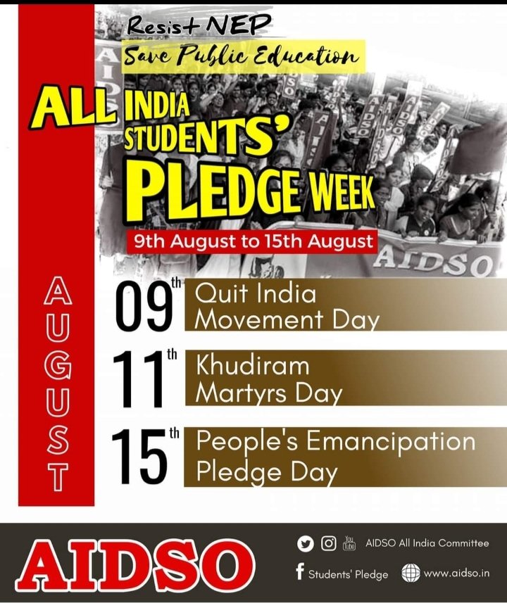 #studentspledgeweek
#SavePublicEducation
#AIDSO