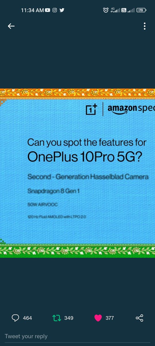 jaga_diish's tweet image. Here is my entry, 
1) Second- Generation Hasselblad Camera
2) Snapdragon 8 Gen 1
3) 50W AIRVOOC
4) 120Hz Fluid AMOLED with LTPO2.0
#Oneplus10ProOnAmazonContest
@amazonIN