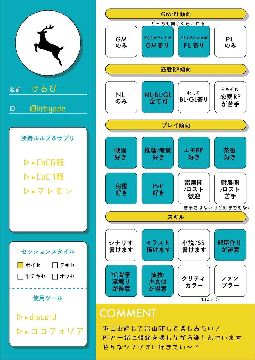 krbyade's tweet photo. #TRPG自己紹介シート
 #TRPG好きと繋がりたい

 ┈┈┈┈┈ ❁ ❁ ❁ ┈┈┈┈┈

CoCメインでたまにマダミス、ボイセで遊んでます✊❤️‍🔥
エモクロアがやってみたい。
男女問わず色んな人と沢山遊びたいぞ〜！！！！！
RT♥️先巡回させて頂きます〜🙏

 ┈┈┈┈┈ ❁ ❁ ❁ ┈┈┈┈┈ https://t.co/j1EKlbJZPX