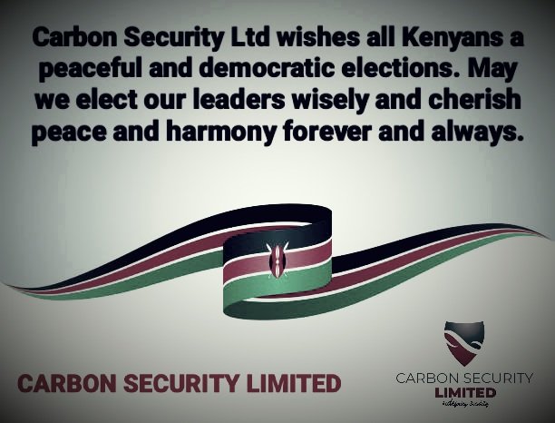 carbonsecurity_'s tweet photo. Carbon Security Ltd wishes all Kenyans a peaceful and democratic elections. May we elect our leaders wisely and cherish peace and harmony forever and always.
#Elections2022 #KenyaDecides2022 #KenyansPoll #KenyasChoice2022 #KenyaDecides #KenyaYaAmani #KenyaYaAmani https://t.co/z1a1QnO6SQ