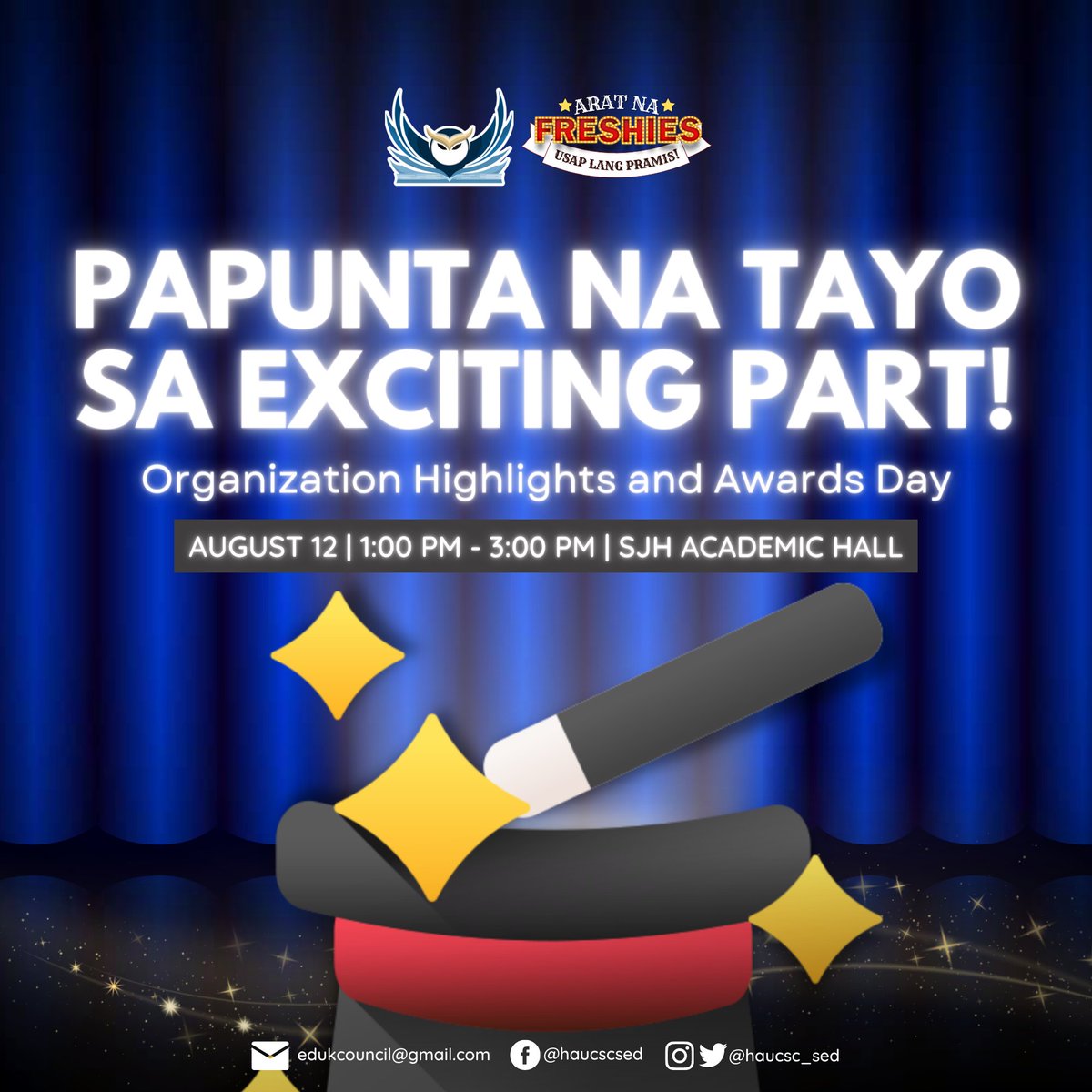haucsc_sed's tweet photo. "Papunta na tayo sa Exciting Part!" 🫶✨💙

See you on August 12, 2022 at 9:00 AM at SJH Academic Hall! https://t.co/S9nKFI0zOT