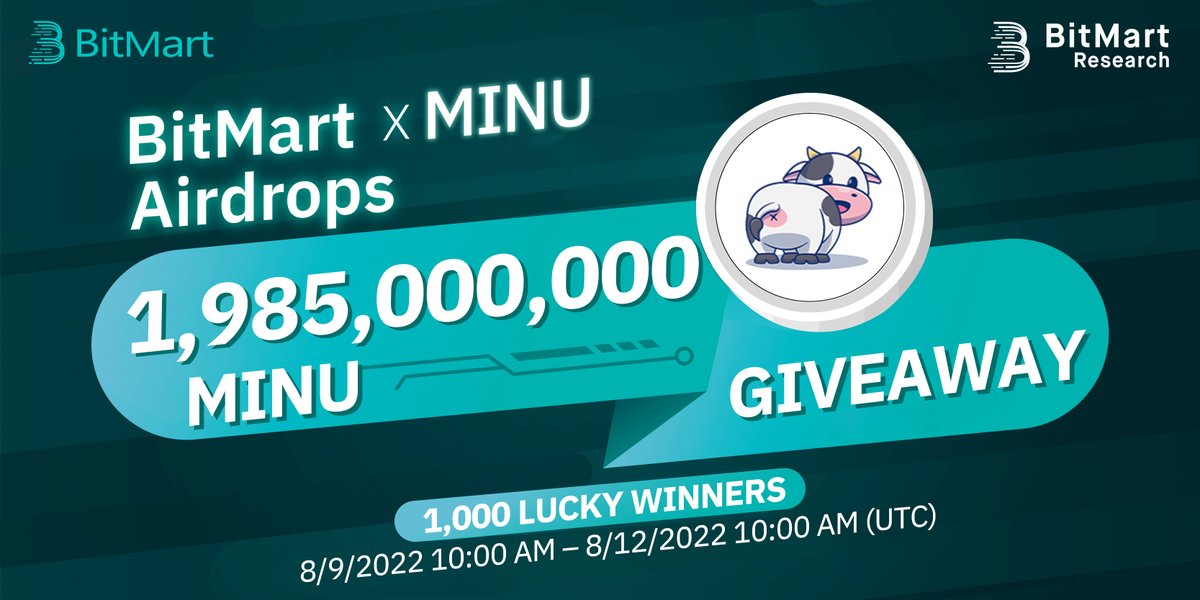 🌟BitMart X MINU Listing Airdrop!

1⃣Follow <a href="/BitMartResearch/">BitMart Research｜$BMX HODLer</a> &amp; <a href="/MuuInuOfficial/">M</a>
2⃣Join t.me/BitMartExchang… &amp; t.me/MuuInu
3⃣RT &amp; Tag 3 new friends
4⃣Fill out:bit.ly/3dk9LIw

🥳1,985,000,000 $MINU/1,000 winners
Register👉datasink.bitmart.site/t/j