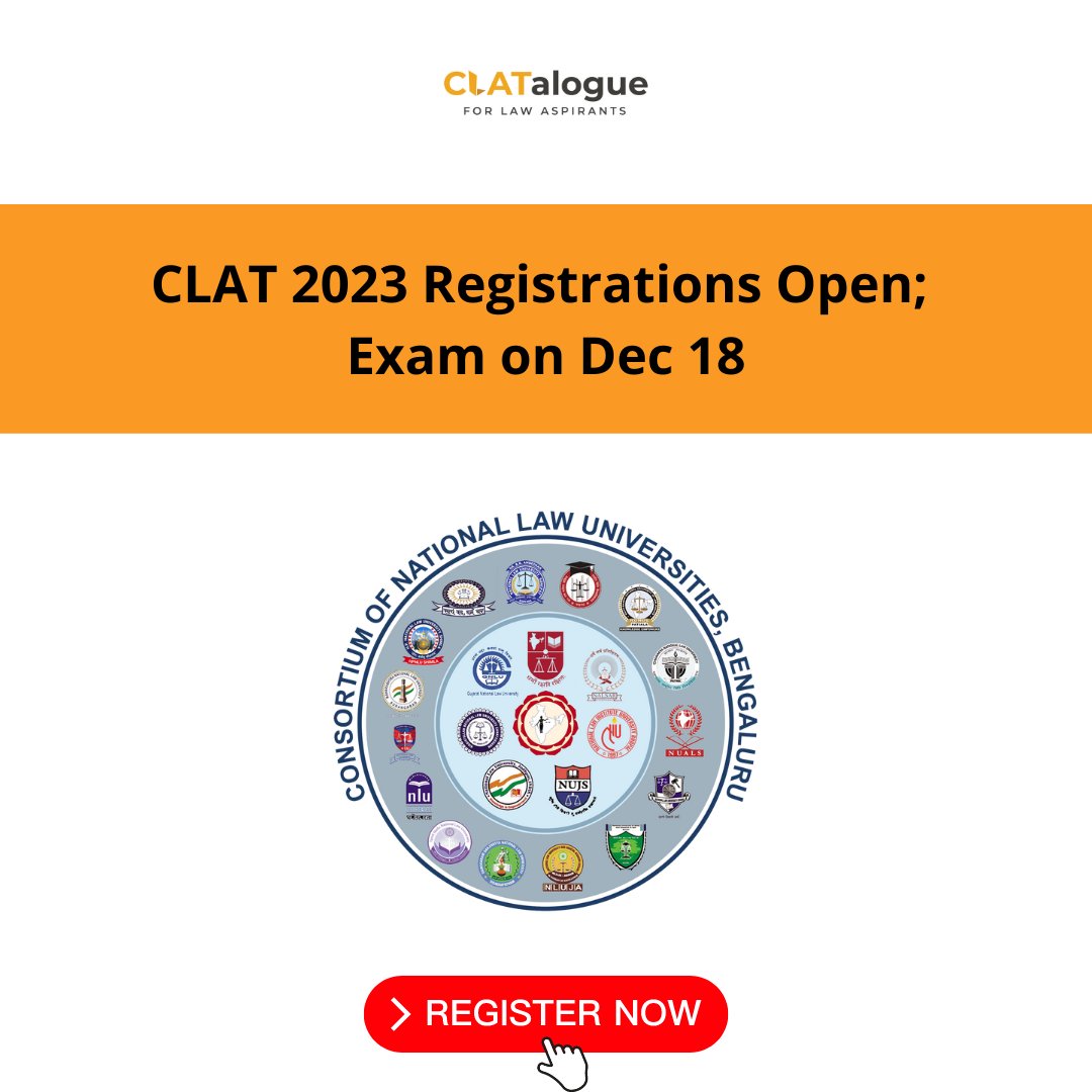 The registrations for the CLAT 2023 exam are now OPEN! The exam will be held on December 18. Click here for full details: lawc.to/MgZFs

#clat2023 #clatpg #clatalogue #clatadvice #lawschool #lawstudents #studygram #legaleducation #futurelawyer