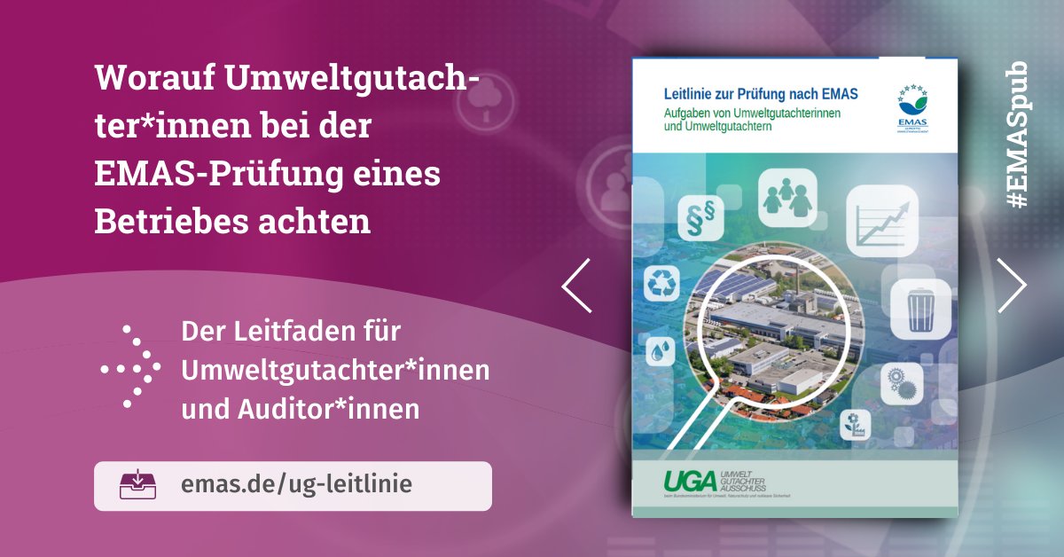 EMAS_Germany's tweet photo. Durch regelmäßige Vor-Ort-Begutachtungen u. Dokumentenprüfungen, in Gesprächen mit Geschäftsleitung und Mitarbeitenden,  stellen #Umweltgutachter *innen den kontinuierlichen Verbesserungsprozess sicher. Mehr in unserer Leitlinie: 
https://t.co/3rMWLtzqUd
#EMASpub https://t.co/gATdADNV5Z