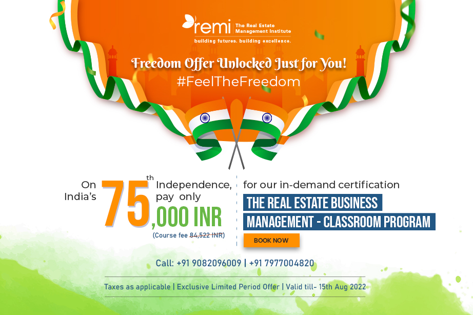 REMInstitute's tweet photo. India is celebrating 75years of Independence
REMI joins the celebration by offering an independence offer on their Real Estate Business Management classroom program valid only till 15th Aug. Apply to avail this limited offer: https://t.co/bjQSnaRuHT
#REMI #offervalid #newbatch https://t.co/RZcrlTV2j7