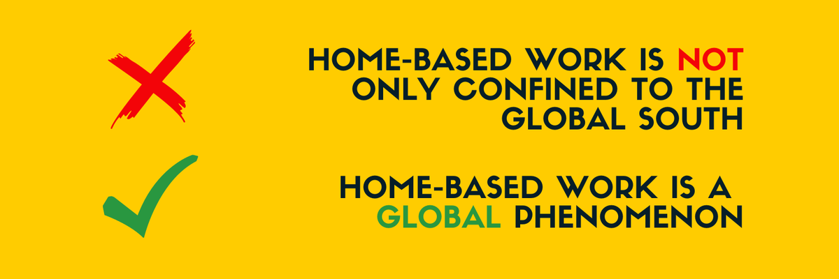 #HomeBasedWork is a 🌏 phenomenon found in countries #rich & #poor across many #industries. #HomeBasedWorkers can work in the #NewEconomy (assembling micro-electronics) or the #OldEconomy (eg weaving carpets) producing for both domestic & global value chains. Source:@WIEGOGLOBAL