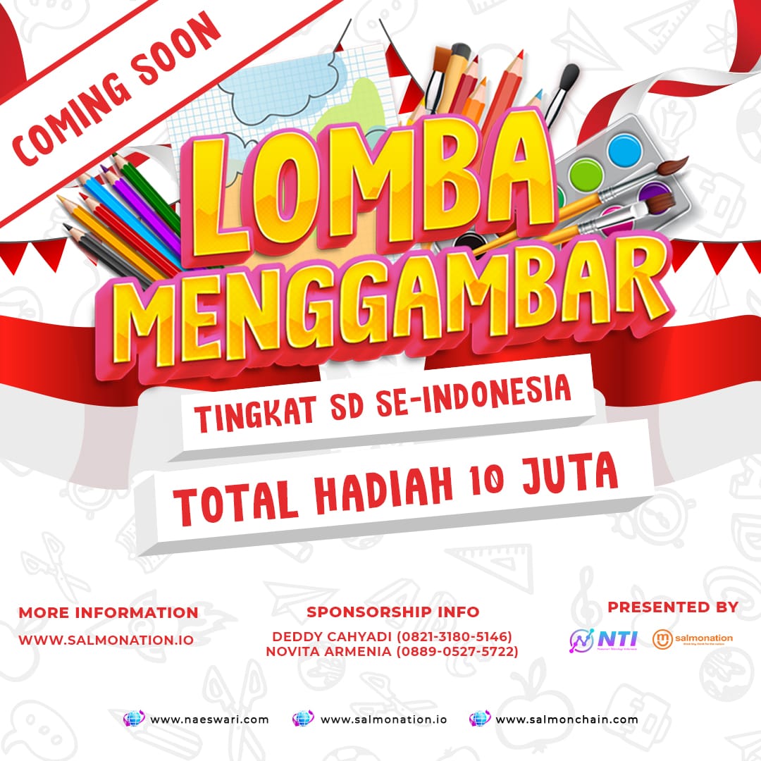 NaeswariN's tweet photo. Halo salmonesia 
Yuk ikuti lomba menggambar yang di selenggarakan NTI dan salmonation dalam rangka menyambut HUT RI 17 Agustus 1945

Lomba menggambar diadakan khusus siswa siswi SD yang akan di selenggarakan secara online , 

https://t.co/M4KdD8g77b https://t.co/xWvJZZ6hcX