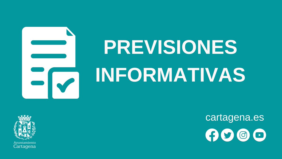 📣 Previsiones informativas para este martes 09 de agosto:

⏰10:00 <a href="/NoeliaArroyoHer/">Noelia Arroyo</a> presenta el plan de mantenimiento y limpieza en playas (Punta Brava)

⏰12:00 La alcaldesa recibe a los medillastas del Club de Atletismo UCAM Cartagena (Palacio Consistorial)