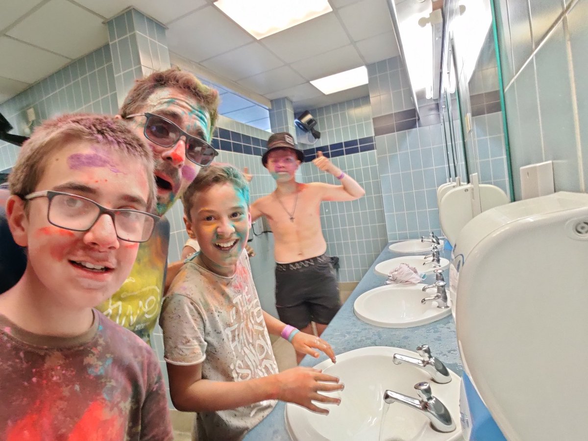 cmlowryauthor's tweet photo. Looking good at the colour run yesterday. I'm still sweating green. #timetoshower https://t.co/XqkZeNh71F