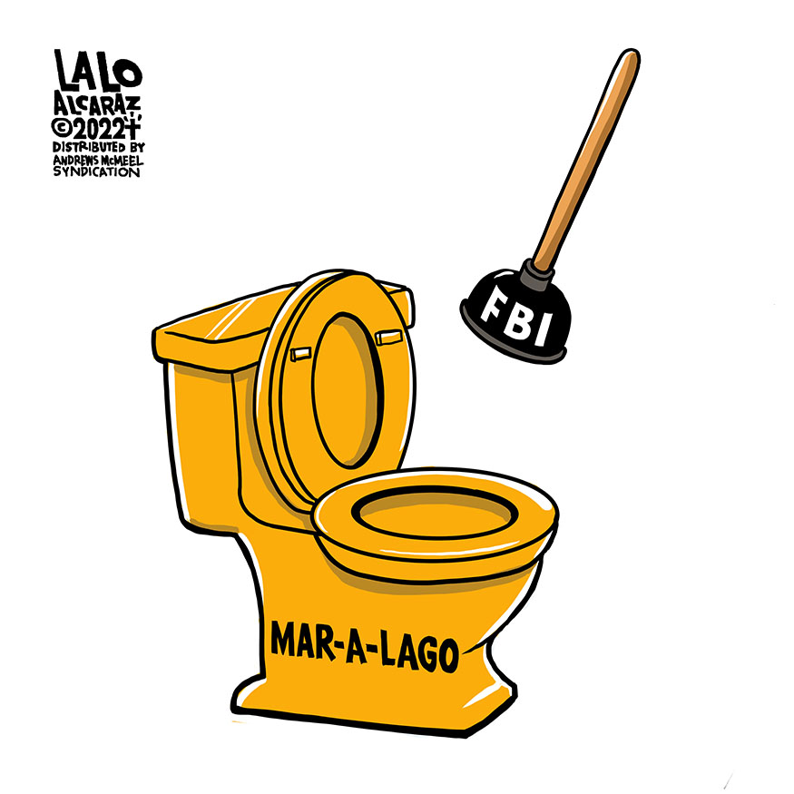 laloalcaraz's tweet photo. FBI deep into Mar-A-Lago. Please share #laloalcaraz cartoons! #FBIRaid #LOCKHIMUPNOW #MarALagoRaid https://t.co/8jmLeodwY5