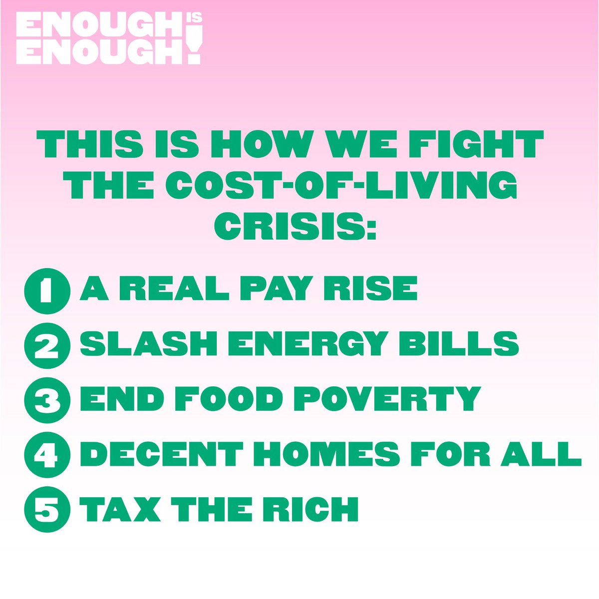 More than 100,000 people have signed up to back our five demands. Join them and let’s build a mass movement for change. wesayenough.co.uk