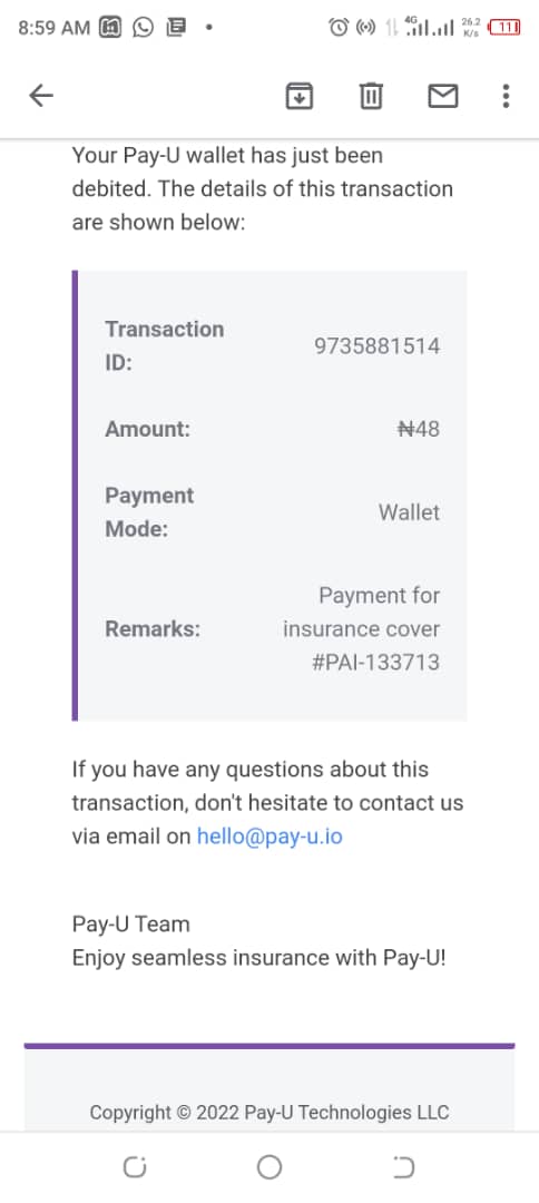 The real deal, comprehensive motor insurance for Nigerians, pay by the minute, app-based.
This customer's insured trip? NGN48.
That's twelve cents US. On demand cover.

#innovationfromthecustomerbackwards