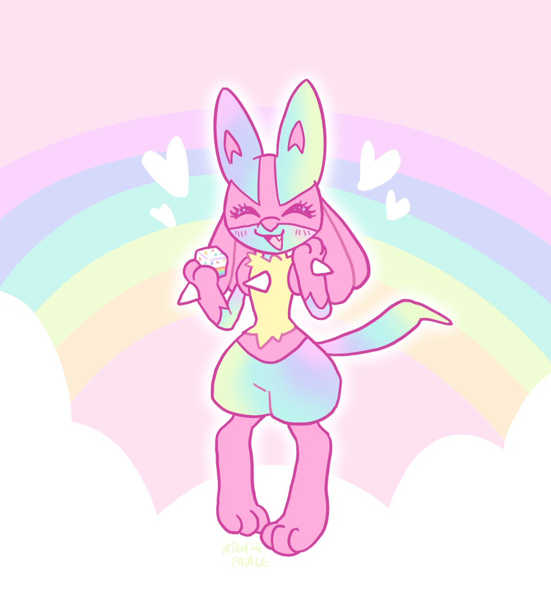 atompalace's tweet photo. rainbow lucario! 🌈🤍🍭✨ https://t.co/mTzEzk5m6e
