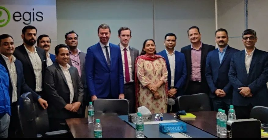 EgisIndia's tweet image. Mr. Laurent Germain, CEO, Egis and Mr. Régis DUMAY, Deputy CEO Egis during their India visit met with the (EMT) extended management team of Egis in India to discuss growth strategies and opportunities for the region. 
#Impactthefuture #ExecuteWithExcellence

@egis @Probasibangali