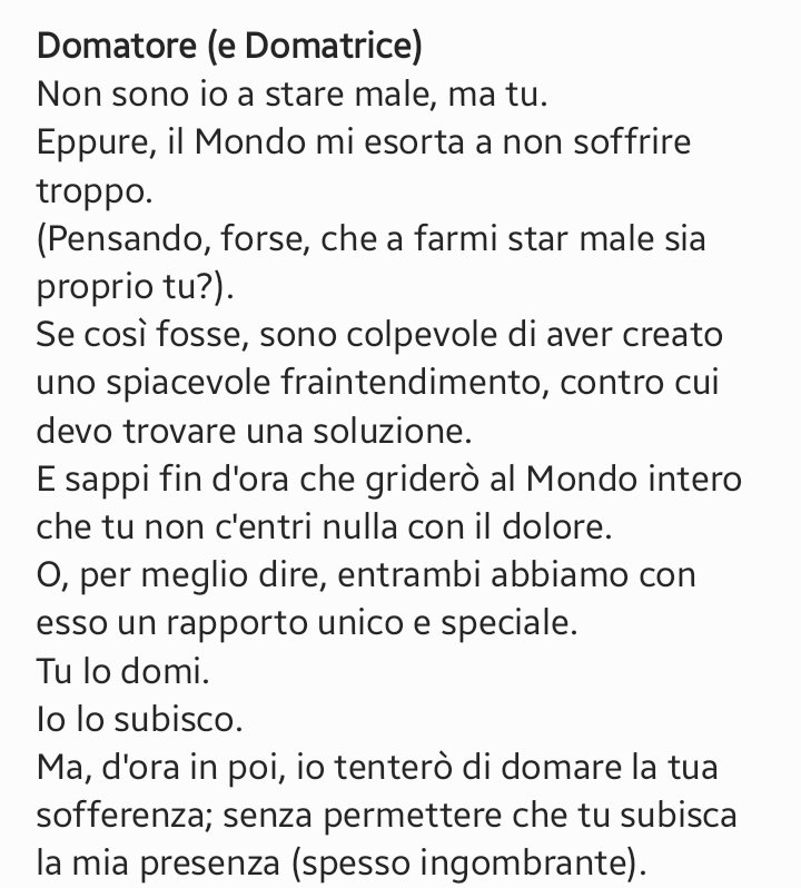 lapennadiariel's tweet photo. Non sei certo tu, a farmi soffrire.
Anzi sei tu a #soffrire.
Eppure, il Mondo ha completamente frainteso.
Ma noi sappiamo come stanno davvero le cose.
Mentre io soffro, sei tu a #domare il #dolore.
Mentre tu soffri, io non posso fare altro se non starti non troppo vicino.
#diaro https://t.co/yTeYKt5uTJ