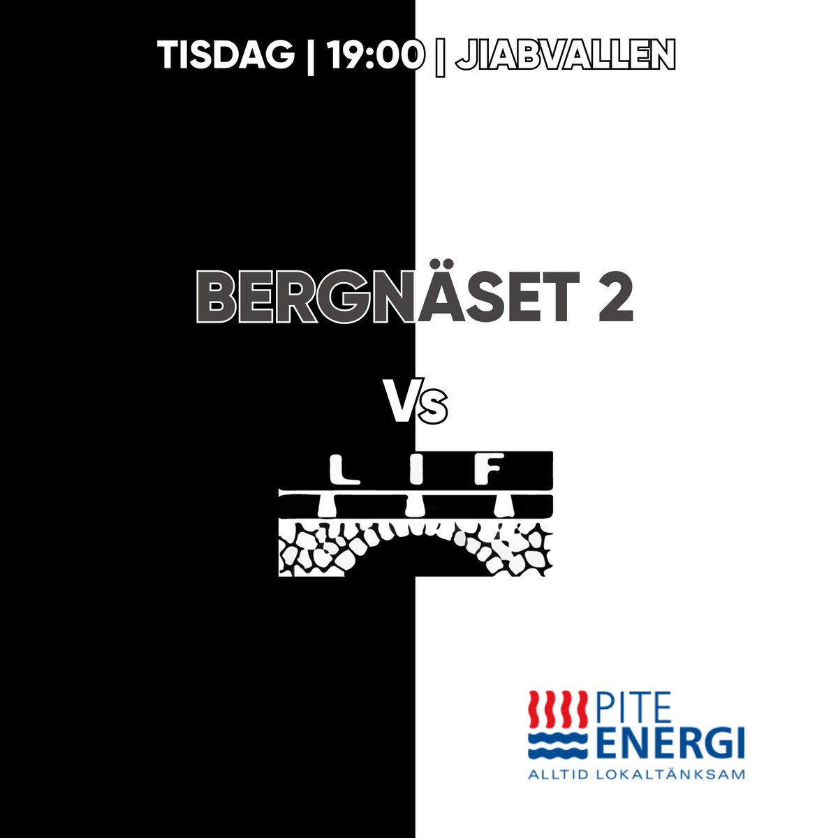 Ikväll möter vi Bergnäsets AIK 2 på JIABvallen 19:00.
 
BAIK 2 ligger på en sjundeplats och har spelat in 12 poäng efter tio omgångar. Vi ligger fortfarande på en tiondeplats med nio poäng. 
 
Denna match tackar vi vår guldpartner Pite Energi.