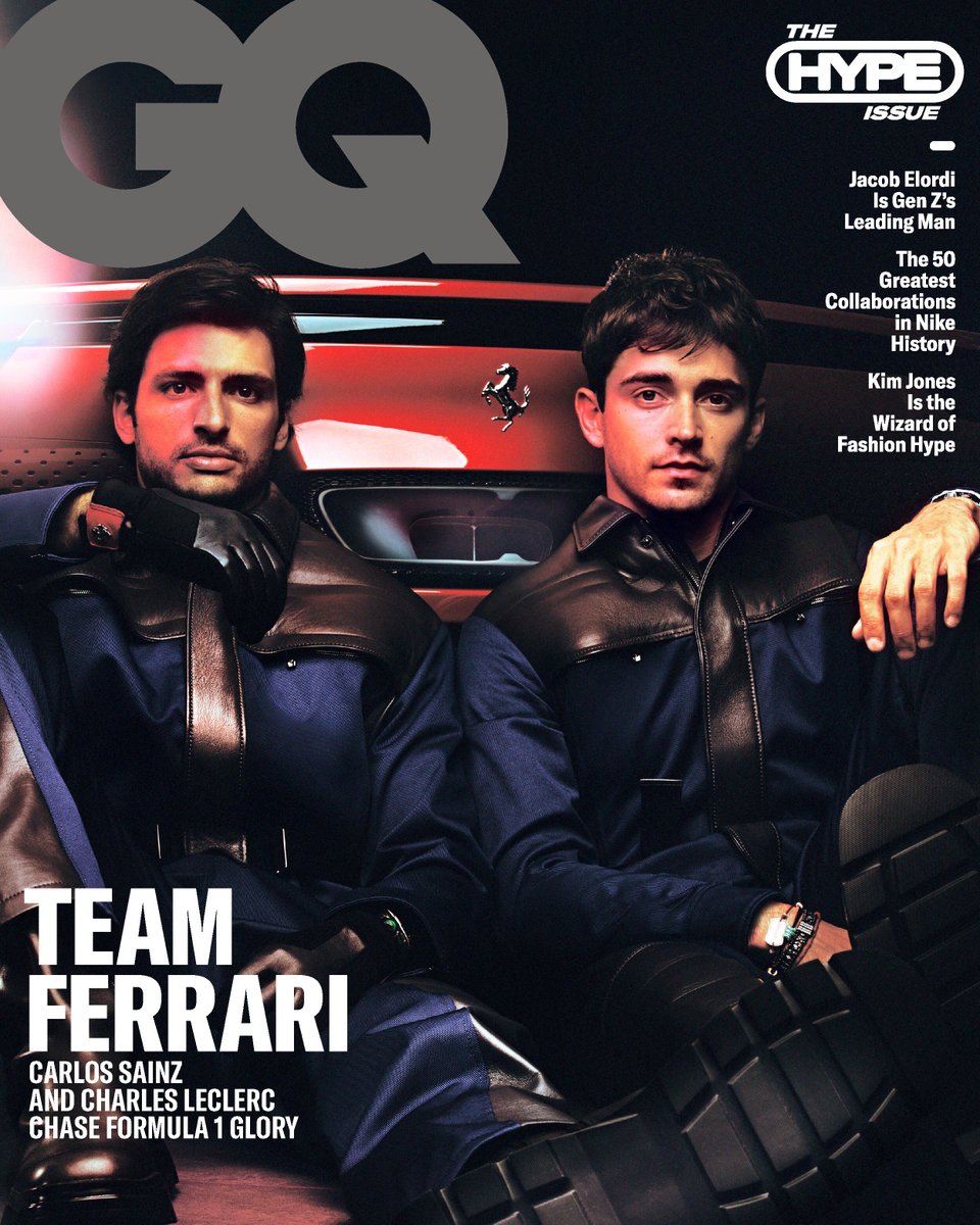 Presenting the stars of GQ’s second September cover: <a href="/ScuderiaFerrari/">Scuderia Ferrari HP</a>’s Carlos Sainz and Charles Leclerc gq.mn/ZyA1oj1