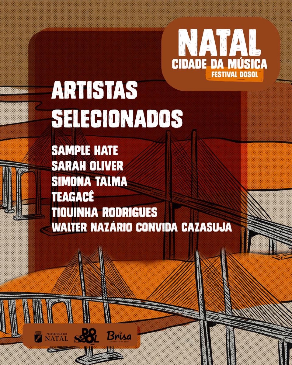 festivaldosol's tweet photo. Saíram os selecionados na chamada pública “Natal, cidade da Música - Festival Dosol”. Tá no link e nos cards. Valeu a comissão de seleção Babi Baracho, Frank Aleixo, Isa Graça e Henrique Lopes pelo bang! https://t.co/e9D8s3YXQW https://t.co/BQkibofy8k