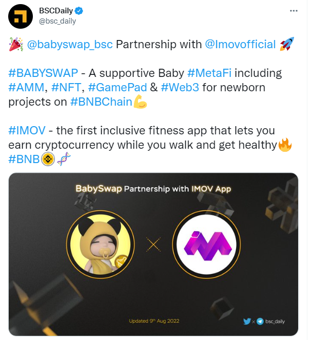 Imovofficial's tweet photo. BSCDaily tweet about us 🤯

https://t.co/rK26vNUgn5\

Like + RT + comment 🔥🔥 https://t.co/uuubOr6VJM