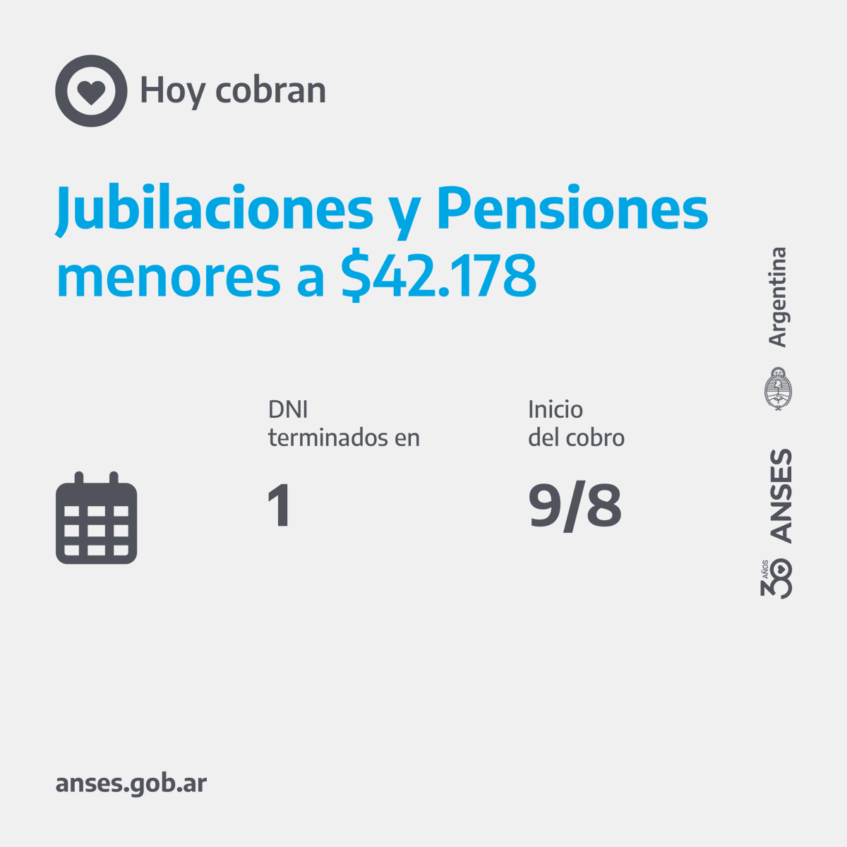 ansesgob's tweet photo. 🗓️ Calendarios de pago del 9 de agosto https://t.co/akOesFfZhg