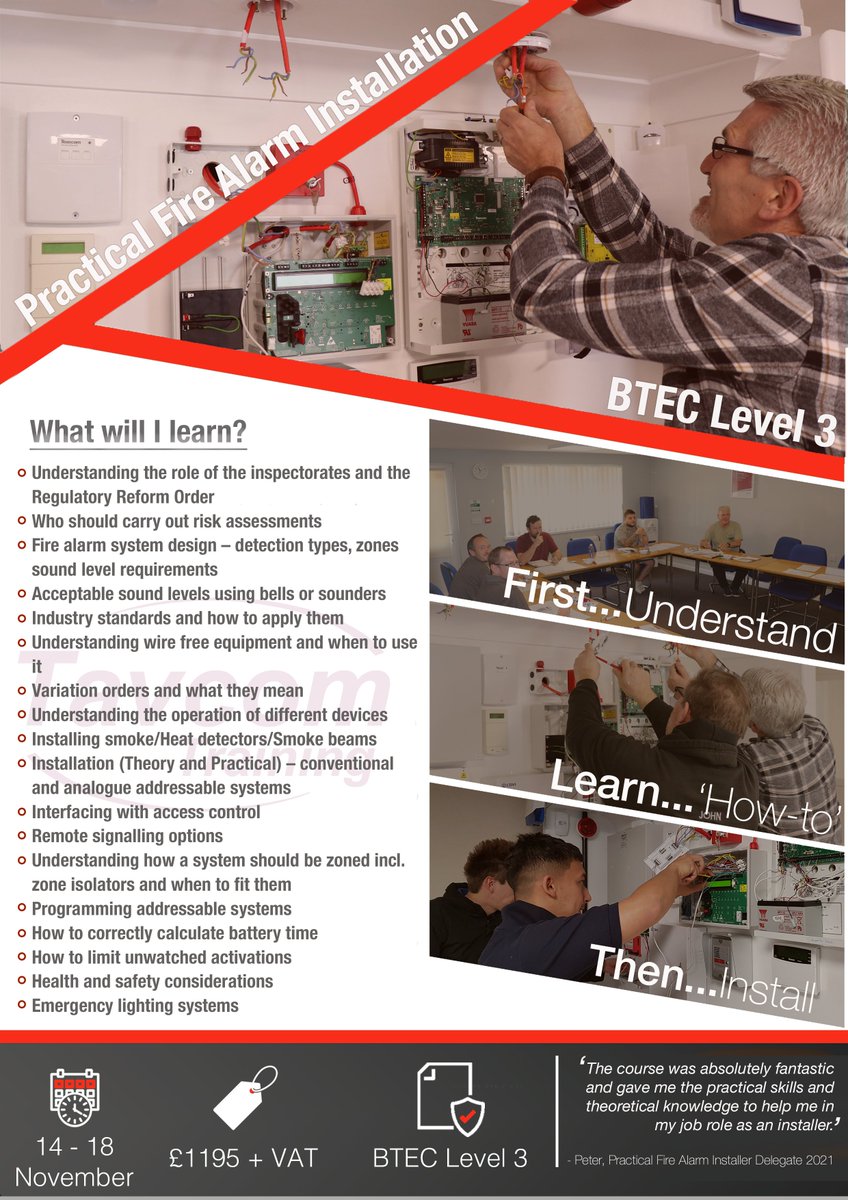 Calling Fire System Engineers: Want to understand how to integrate Fire Alarm systems with other equipment, such as access control? Our Practical Fire Alarm Installation course will give you the confidence to integrate fire systems and improve your installation knowledge.