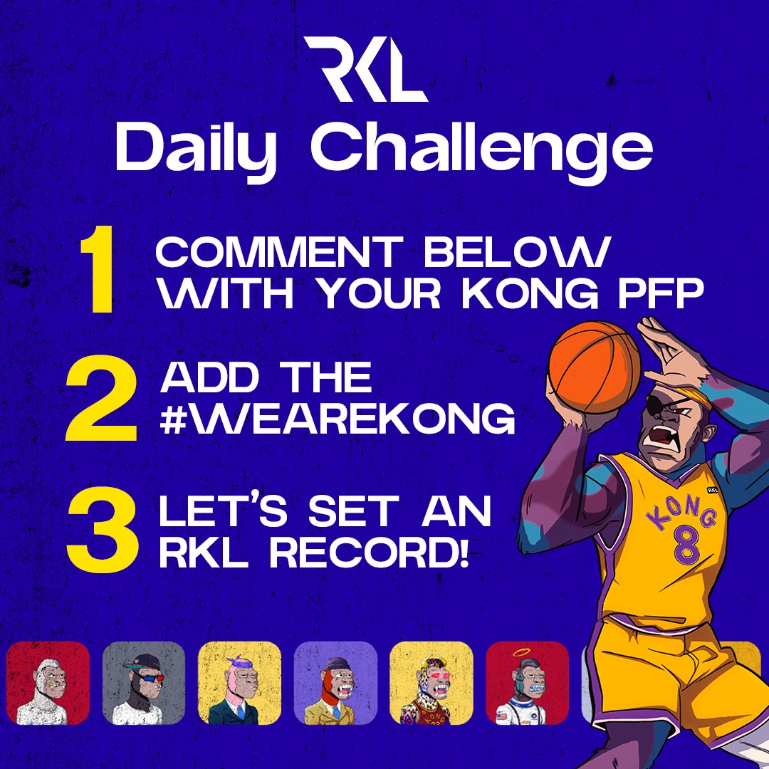 Gm #Rumblekongs 🦍

Another day begins &amp; another step closer to those Rookie reveals!🔥

#DailyChallenge - Let's set a record for the most Kong PFP replies in one tweet!👀

We want to see at least 30 kongs replying to this tweet with #WEAREKONG below.👇

GO!⬇️