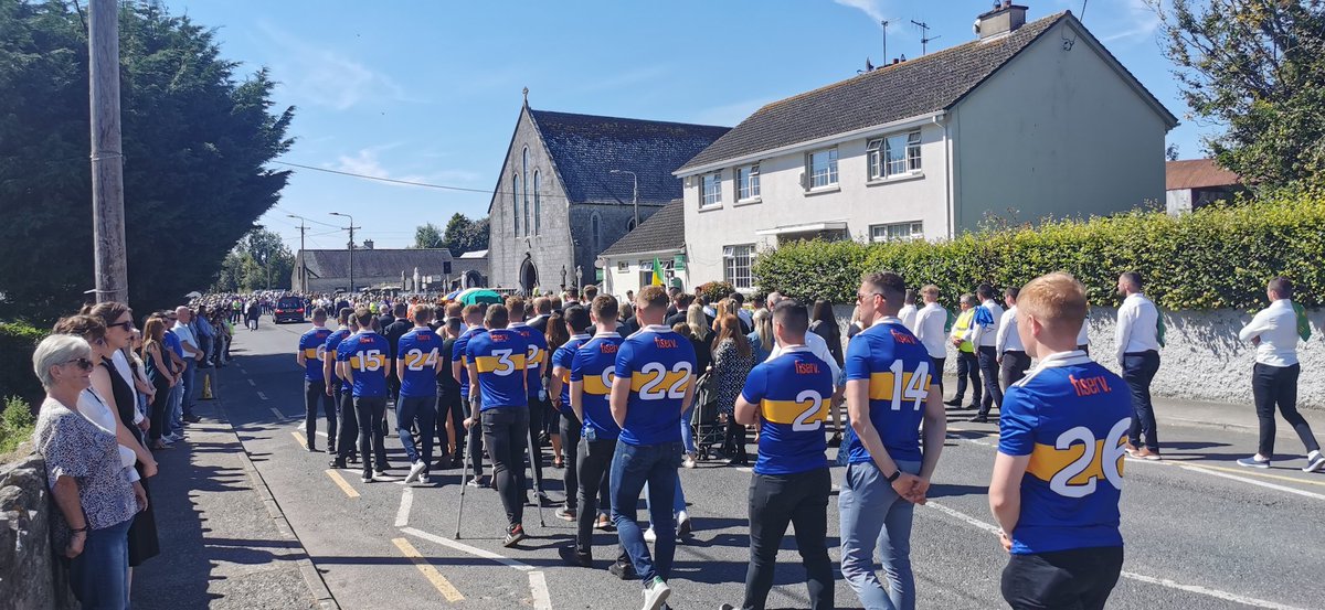 Guard of Honour for Dillon Quirke by his team mates both from the Tipp Senior hurling panel and his own club Clonoulty/Rossmore

Many of the GAA community here as a mark of Solidarity including president of the GAA Larry McCarthy

There are hundreds here as the funeral continues