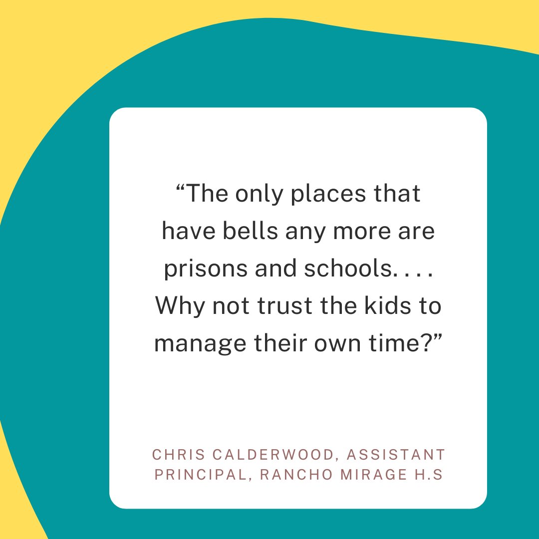 Do you want to work in an environment with endless clanging &amp; buzzing that dictates you when can and cannot move?

Neither do our kids.

This year, let's get rid of school bells.

Story: kqed.org/mindshift/5961…