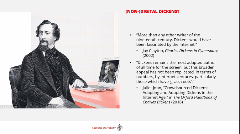 Next @drchrislouttit is talking to us about Dickens, the internet, and Gen Z. Dickens, he and other suggest, would have love the internet. So why doesn't the internet love him? #classicsremixed