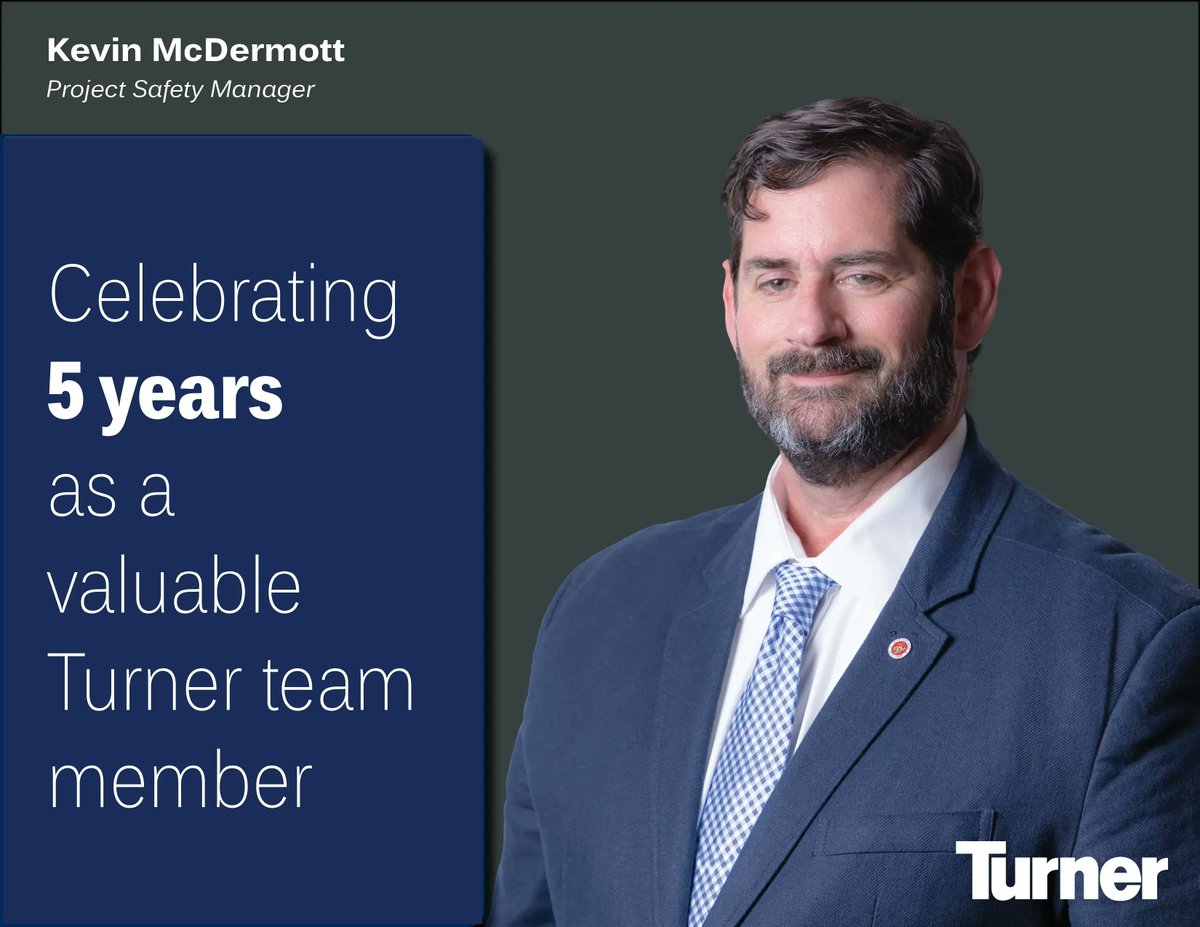 TurnerMidAtl's tweet photo. Congratulations to Kevin McDermott celebrating a 5-year milestone anniversary with us.
Thank you for your hard work and dedication Kevin!
#TurnerVersary #TurnerCelebration #PeopleOfTurner #BuildwithTurner #WorkForTurner #TurnerMidAtlantic #Turner_Talk https://t.co/l2EMDcykZe