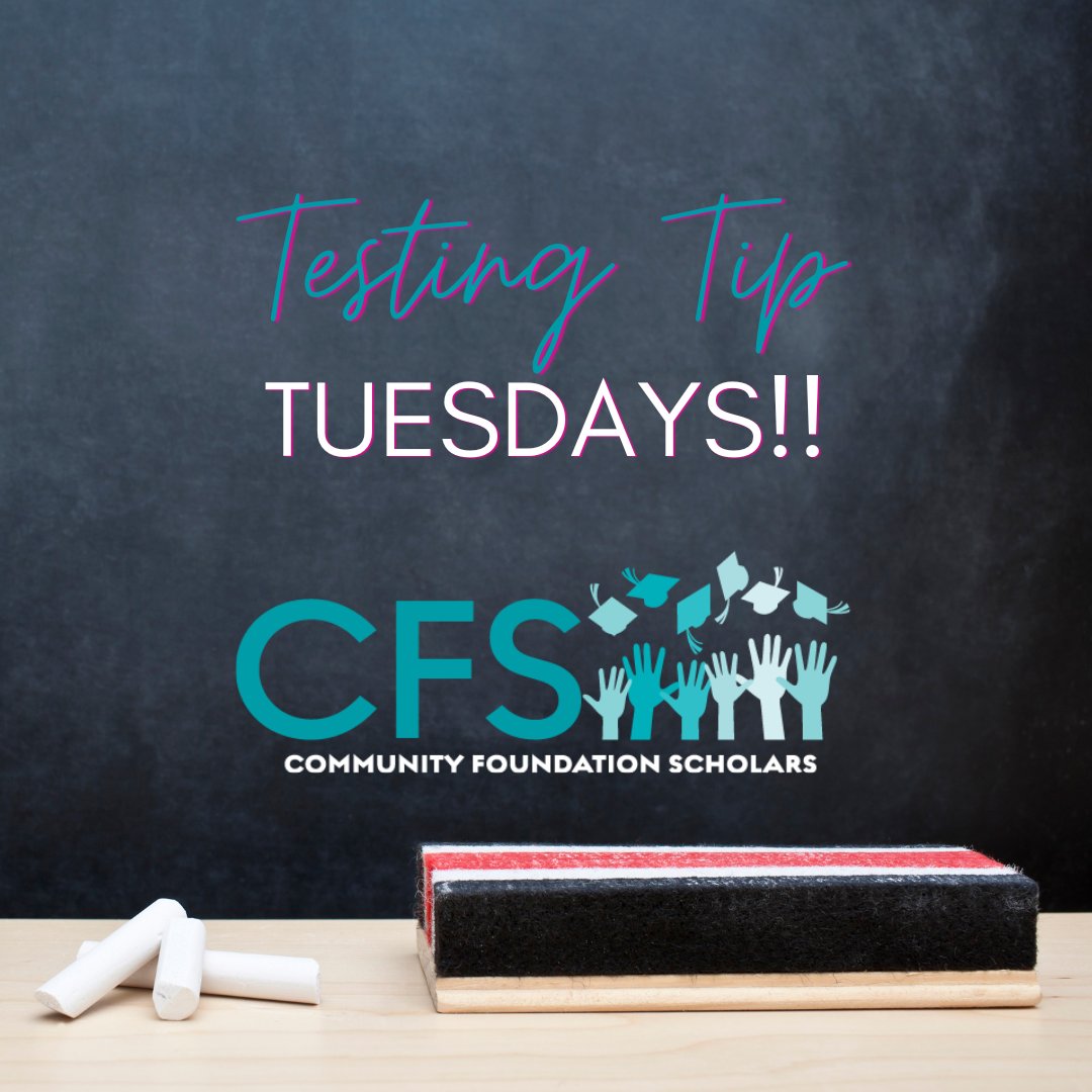 CommunityFound7's tweet image. Welcome to Testing Tip Tuesday! Every week check back here for some tips on ACT and SAT preparations! Today's tip: sign up for the ACT at least two months ahead of the application deadlines! Typically your scores are ready within 5-8 weeks!
#testingtip #collegeprep #cfscholars