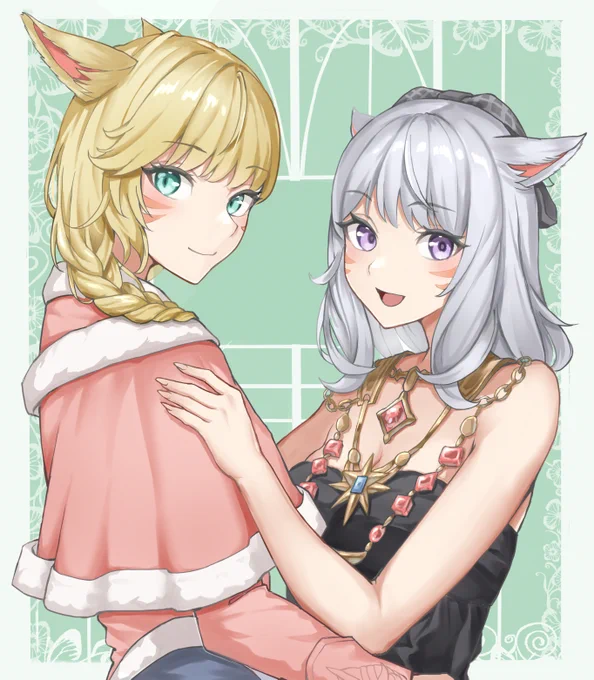 みこ×みこ #ミコッテ #FF14art #FF14イラスト 