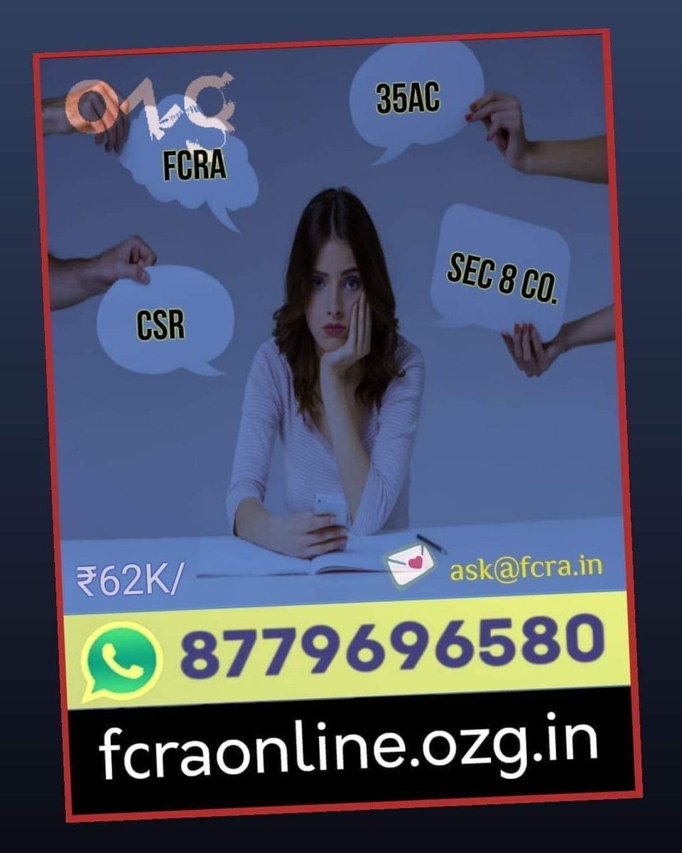 FCRAonline's tweet photo. Get your #NGO registered as #Section8Company!
✅ #FCRA
✅ #35AC
✅ #Sec8Co
✅ #CSR
📲 https://t.co/02ieMZjdHn
#OzgLaw #FcraRegistration #NGORegistration #FCRAonline #35AcRegistration #Sec8Registration #OzgLawyers #foundation #CSRaudit #CSRfunds #NonProfitCompany #ForeignFund https://t.co/b2X1YTBNL7
