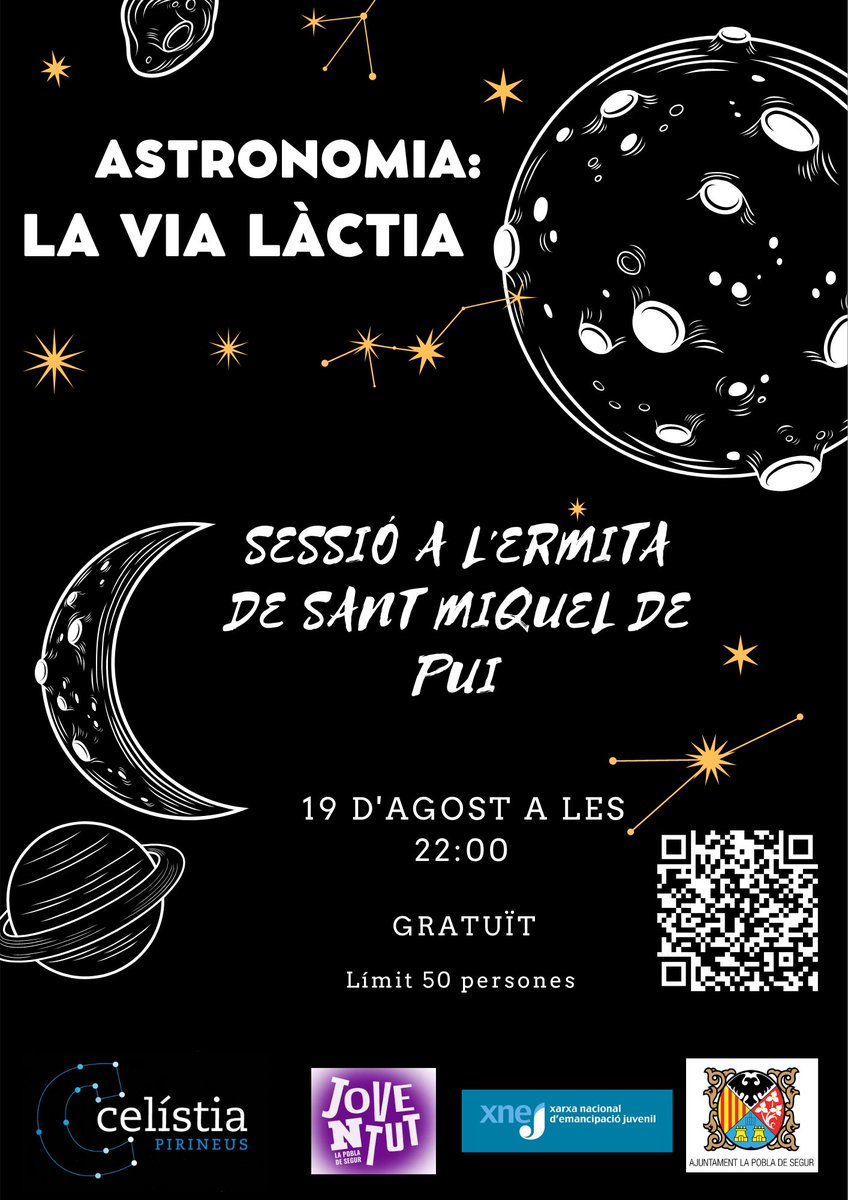 ⭐️Després de l'èxit d'ahir, en la primera sessió d'observació de la Lluna... 

...obrim inscripcions per al taller de descoberta de la Via Làctia, amb <a href="/CelistiaP/">Celístia Pirineus</a> 

🔗ja.cat/vialactia

Afanyeu-vos que les places són molt limitades!