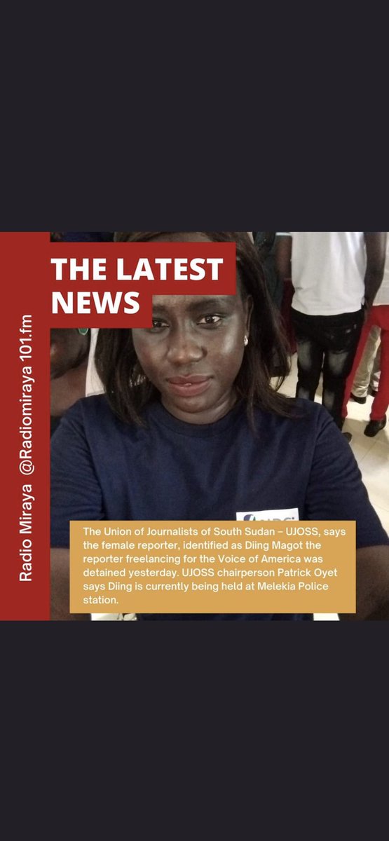 nyakongmariam's tweet photo. #DiingMagot was only doing her job, detaining her won’t stop her from being a journalist and doing her course. Scared government of unarmed civilians, imagine if they pick arms and retaliate 😩 #freeDiingMagot #freekonyokonyoprotestors #SSOT https://t.co/SvAKNNcREg