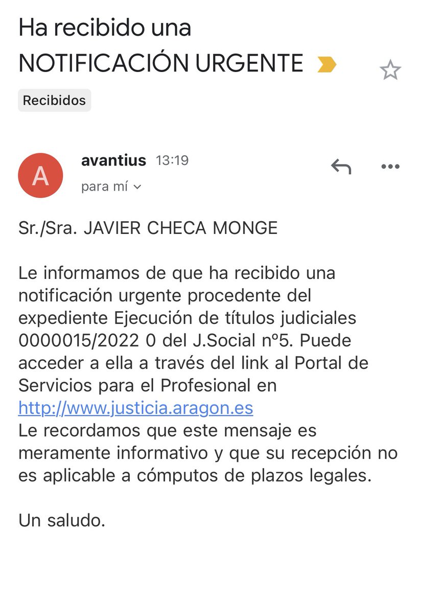 javierchecam's tweet photo. Joder con el “descanso”: recibo aviso del juzgado de notificación urgente. Llevo tarjeta ACÁ y portátil, así que me conecto a ver qué es. Lo que sucedió a continuación os sorprenderá… https://t.co/yrce3HX1sj