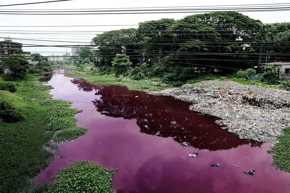 Toxic waste from dyeing factories has turned the water of the Karnopara canal at Savar in Dhaka violet. 2022
#PalashKhan #ClimateChange #EnvironmentPollution #Bangladesh  #Pollution #River #WaterPollution #RiverPollution #Toxic #Toxicliquid #ToxicWaste #DyeingWasteWater #Violet