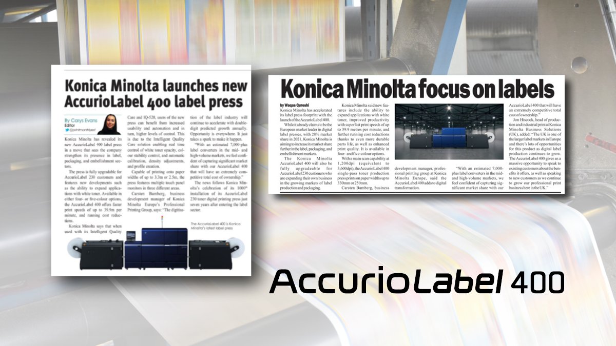 KonicaMinoltaGB's tweet image. This month the forthcoming the AccurioLabel 400 is the star ⭐ of our label press machines as it gets featured in the Print Monthly and the Packaging News.
If you want to find out more about our Accurio Label 400 👉
km.social/3wbqC7l

#printing #label #printinglabel