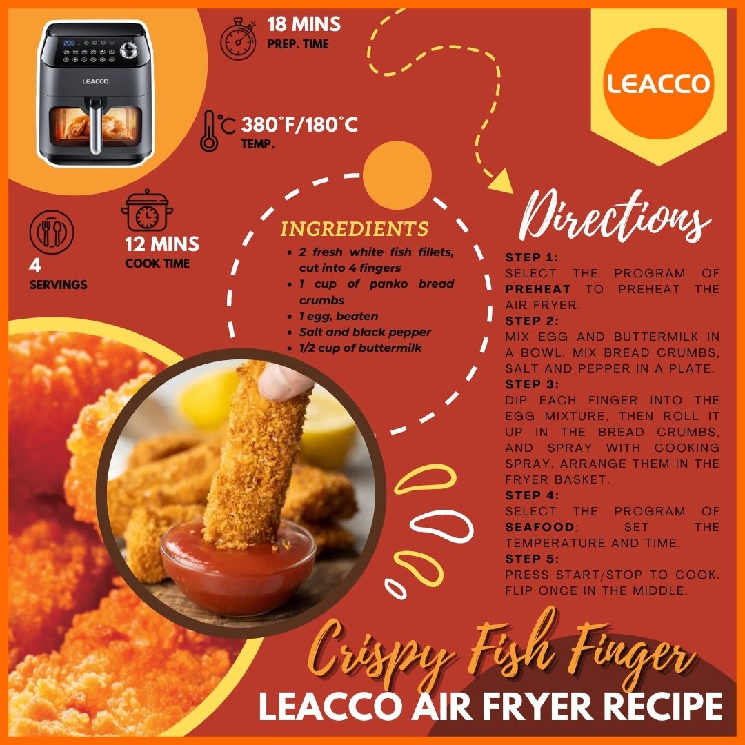LEACCO_'s tweet photo. Rainy season snack check~ ✅
With this exclusive LEACCO air fryer recipe, you can surely warm you tummy up this rainy season! ⛈ Enjoy the deliciously air fried Crispy Fish Fingers with your loved ones. 👨‍👩‍👦 LEACCO air fryers can surely bring out the inner chef in you! 👩‍🍳
#leacco https://t.co/yHoqCQ12zr