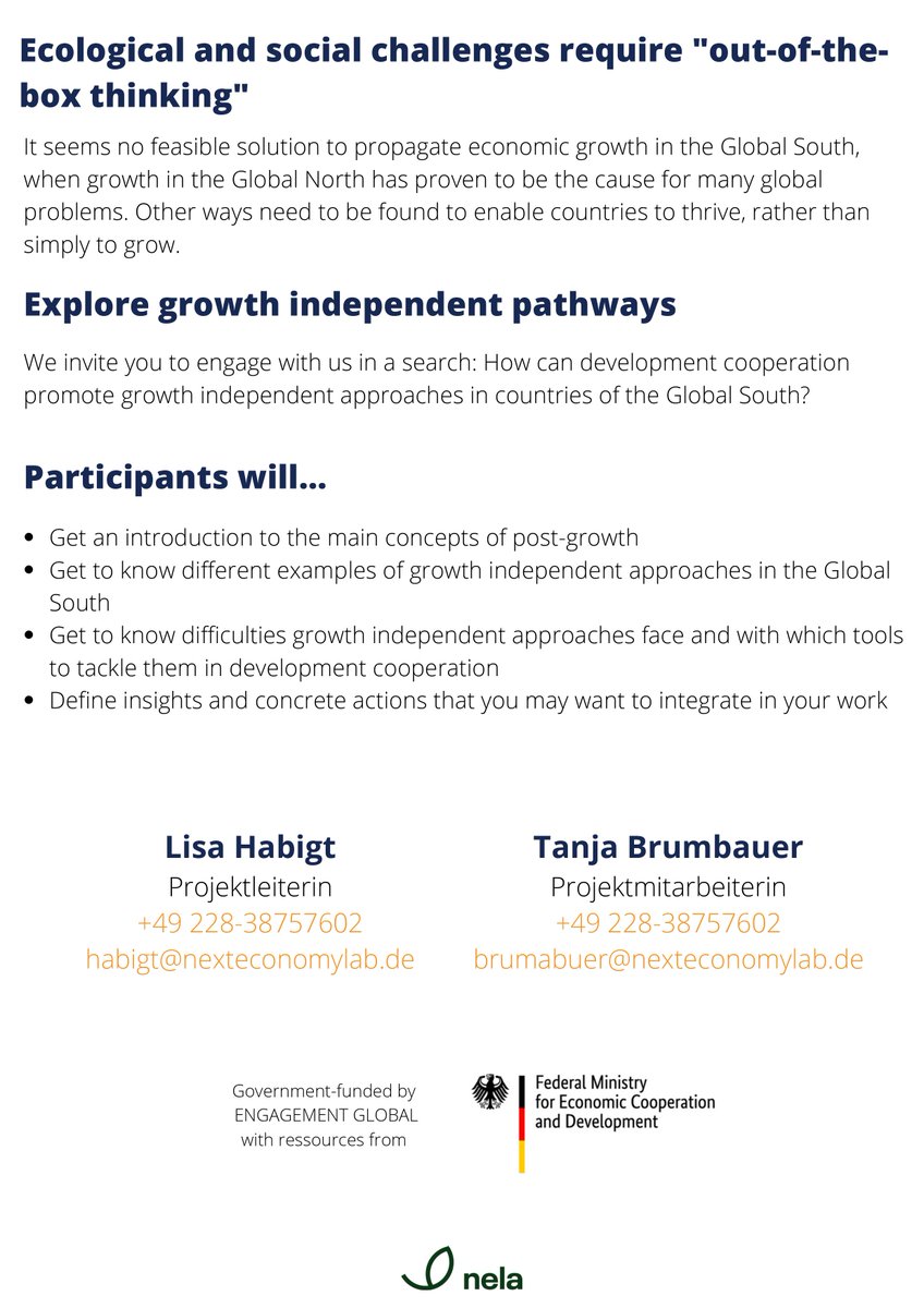nela_lab's tweet image. We invite practitioners from the #development cooperation sector to engage in a search: How can development #cooperation promote growth independent approaches in countries of the Global South? Register here before October 1st: buff.ly/3zp0Z3y