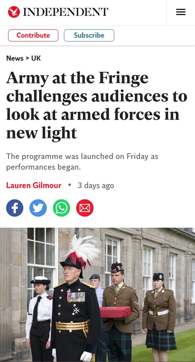 ArmyCGS's tweet image. If you're going to Edinburgh, go and see @ArmyatTheFringe. I was gripped by a brilliant performance of 'For Queen and Country', the tale of Maj Denis Rake MC who put his drag queen skills in service of his country in the SOE in WW2. Funny, inspiring and touching. @AlastairBruce_