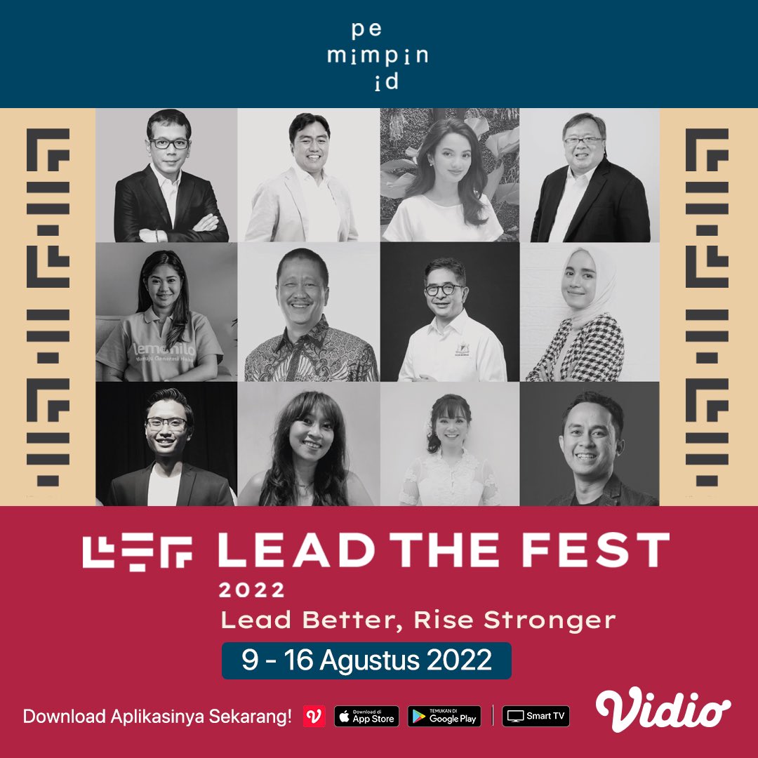 vidio's tweet photo. Saksikan Lead The Fest 2022 mulai HARI INI Pukul 19.15 di Vidio. Yuk jadi bagian dalam #LeadBetterRiseStronger untuk Indonesia!
#SemuaAdaDiVidio #LeadBetterRiseStronger #LeadTheFest https://t.co/TRNXxtH0HM