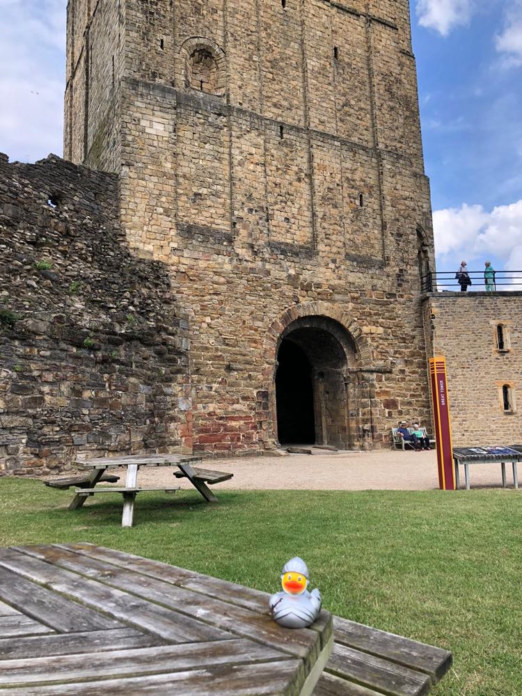 PublicPast's tweet photo. Ceaseless in his quest to feast his eyes on the numerous medieval sites around the UK, Sir Quackalot has ventured north to Richmond Castle in the Yorkshire Dales. Founded in the 1070's by Count Alan Rufus ‘the Red’, it stands as a fine example of early Norman architecture https://t.co/Gn5bIIQofR