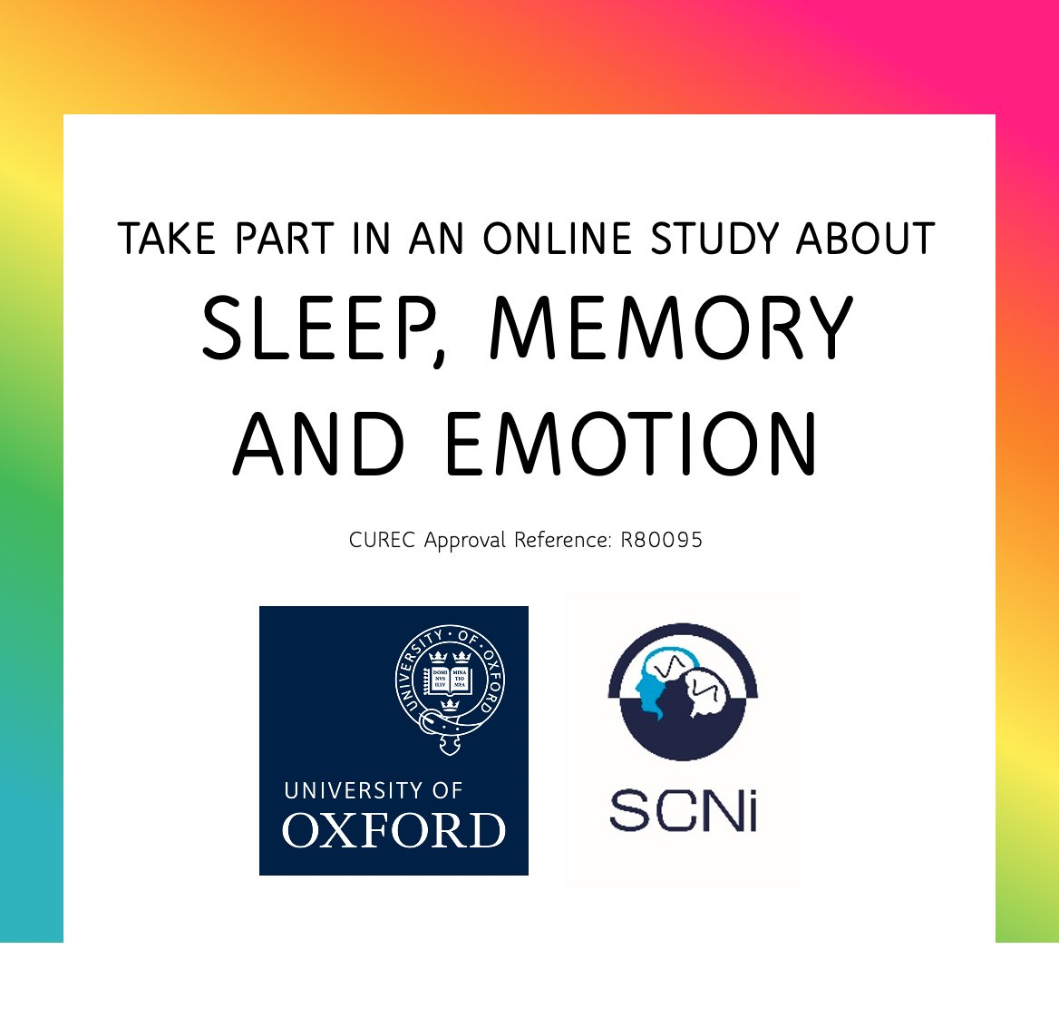 SleepCircadianNeuro (@oxscni) on Twitter photo We are looking for individuals with #sleep difficulties and good sleepers aged 18-65 years to take part in an online study about sleep, memory and emotion.
ecsm.fra1.qualtrics.com/jfe/form/SV_6g…
<a href="/UniofOxford/">University of Oxford</a> <a href="/NDCNOxford/">Nuffield Department of Clinical Neurosciences</a> We are looking for individuals with #sleep difficulties and good sleepers aged 18-65 years to take part in an online study about sleep, memory and emotion.
ecsm.fra1.qualtrics.com/jfe/form/SV_6g…
<a href="/UniofOxford/">University of Oxford</a> <a href="/NDCNOxford/">Nuffield Department of Clinical Neurosciences</a>