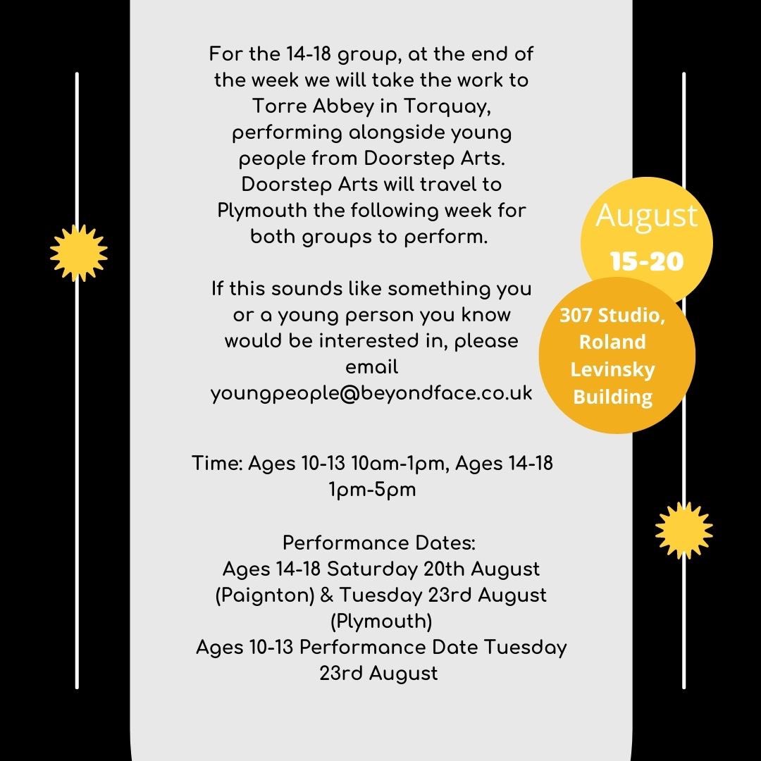 shadaybarrowes's tweet photo. This is a FREE opportunity for young people aged 10-13 and 14-18. So If your siblings/ child is bored at home and are feeling like they need some creativity tell them to come and join our summer sessions! @infobeyondface ☀️☀️☀️☀️ https://t.co/O8lpwZe58q